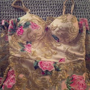 Sexy Embroidered Corset Dress SMALL